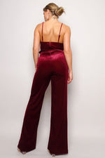 Nora | Samba Rhinestone Belt Velvet Jumpsuit