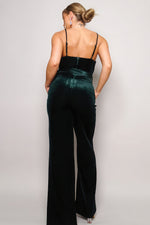 Nora | Samba Rhinestone Belt Velvet Jumpsuit