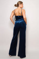 Nora | Samba Rhinestone Belt Velvet Jumpsuit