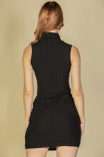 Nora | Ribbed Turtle Neck Sleeveless Bodycon Mini Dress