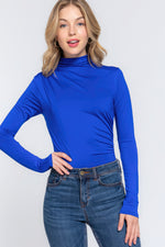 Lili | Long Sleeve High Neck Shirring Detail Ity Knit Bodysuit