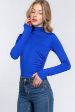 Lili | Long Sleeve High Neck Shirring Detail Ity Knit Bodysuit