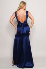 Nora | Sleeveless Deep V Low Back Bow Maxi Dress