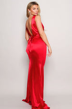 Nora | Sleeveless Deep V Low Back Bow Maxi Dress