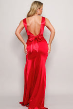 Nora | Sleeveless Deep V Low Back Bow Maxi Dress