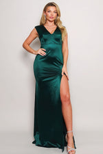 Bella | Sleeveless Power Shoulder Slitted Maxi Dress