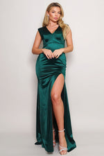 Bella | Sleeveless Power Shoulder Slitted Maxi Dress