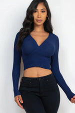 Mary | Ribbed Wrap Front Long Sleeve Top