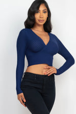 Mary | Ribbed Wrap Front Long Sleeve Top