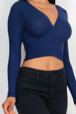 Mary | Ribbed Wrap Front Long Sleeve Top