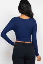 Mary | Ribbed Wrap Front Long Sleeve Top