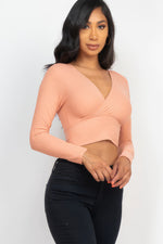 Mary | Ribbed Wrap Front Long Sleeve Top