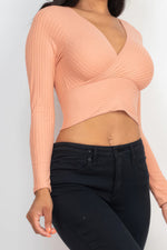 Mary | Ribbed Wrap Front Long Sleeve Top