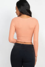 Mary | Ribbed Wrap Front Long Sleeve Top