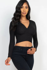 Mary | Ribbed Wrap Front Long Sleeve Top