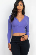 Mary | Ribbed Wrap Front Long Sleeve Top