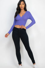 Mary | Ribbed Wrap Front Long Sleeve Top