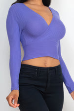 Mary | Ribbed Wrap Front Long Sleeve Top