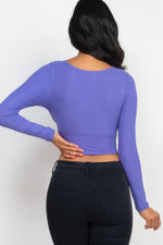 Mary | Ribbed Wrap Front Long Sleeve Top