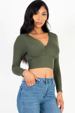 Mary | Ribbed Wrap Front Long Sleeve Top