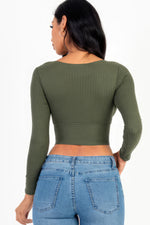 Mary | Ribbed Wrap Front Long Sleeve Top