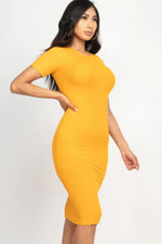 Elegant Ribbed Bodycon Midi Dress