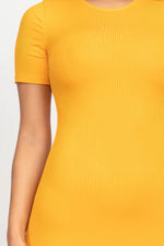 Ribbed bodycon midi dress by Cecelia in vibrant yellow color