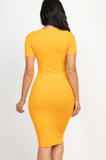 Elegant Ribbed Bodycon Midi Dress