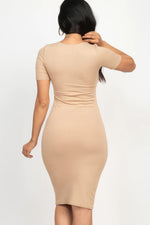 Elegant Ribbed Bodycon Midi Dress