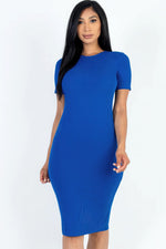 Elegant Ribbed Bodycon Midi Dress