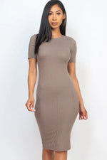 Elegant Ribbed Bodycon Midi Dress