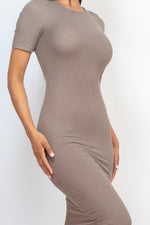 Elegant Ribbed Bodycon Midi Dress