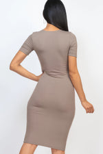 Elegant Ribbed Bodycon Midi Dress