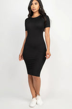 Elegant Ribbed Bodycon Midi Dress