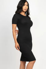 Elegant Ribbed Bodycon Midi Dress